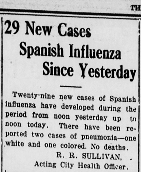29 New Cases Spanish Influenza